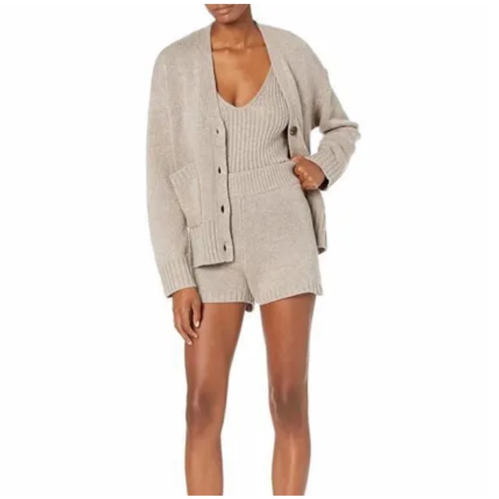 The drop Adrienne heather Mushroom knit Short size M